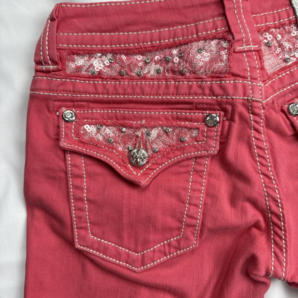 Miss Me Jeans Copped Womens Size 27 Color Melon JE5794C2  Flap Pockets Luxery - Picture 12 of 13